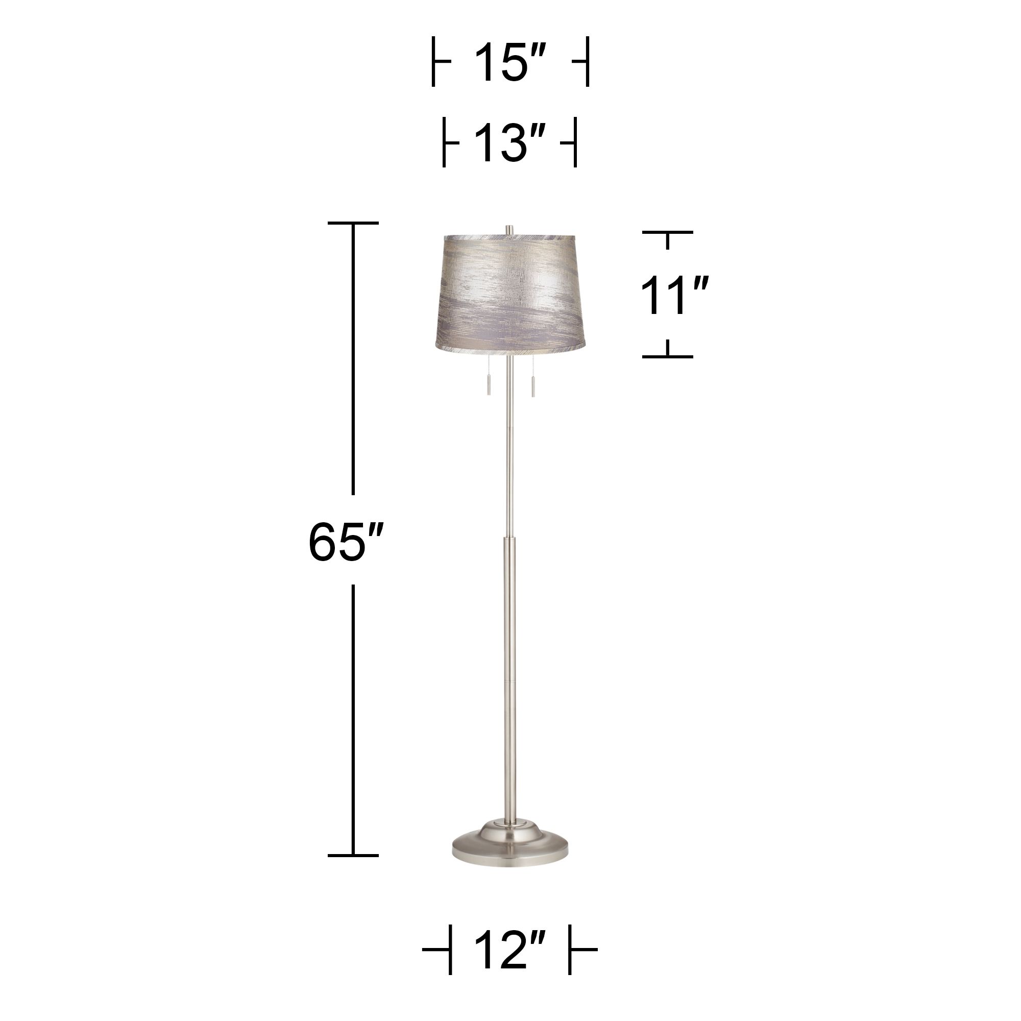 Image 5 Abba 65"H Brushed Steel Silver Gold Shade Twin Pull Chain Floor Lamp more views