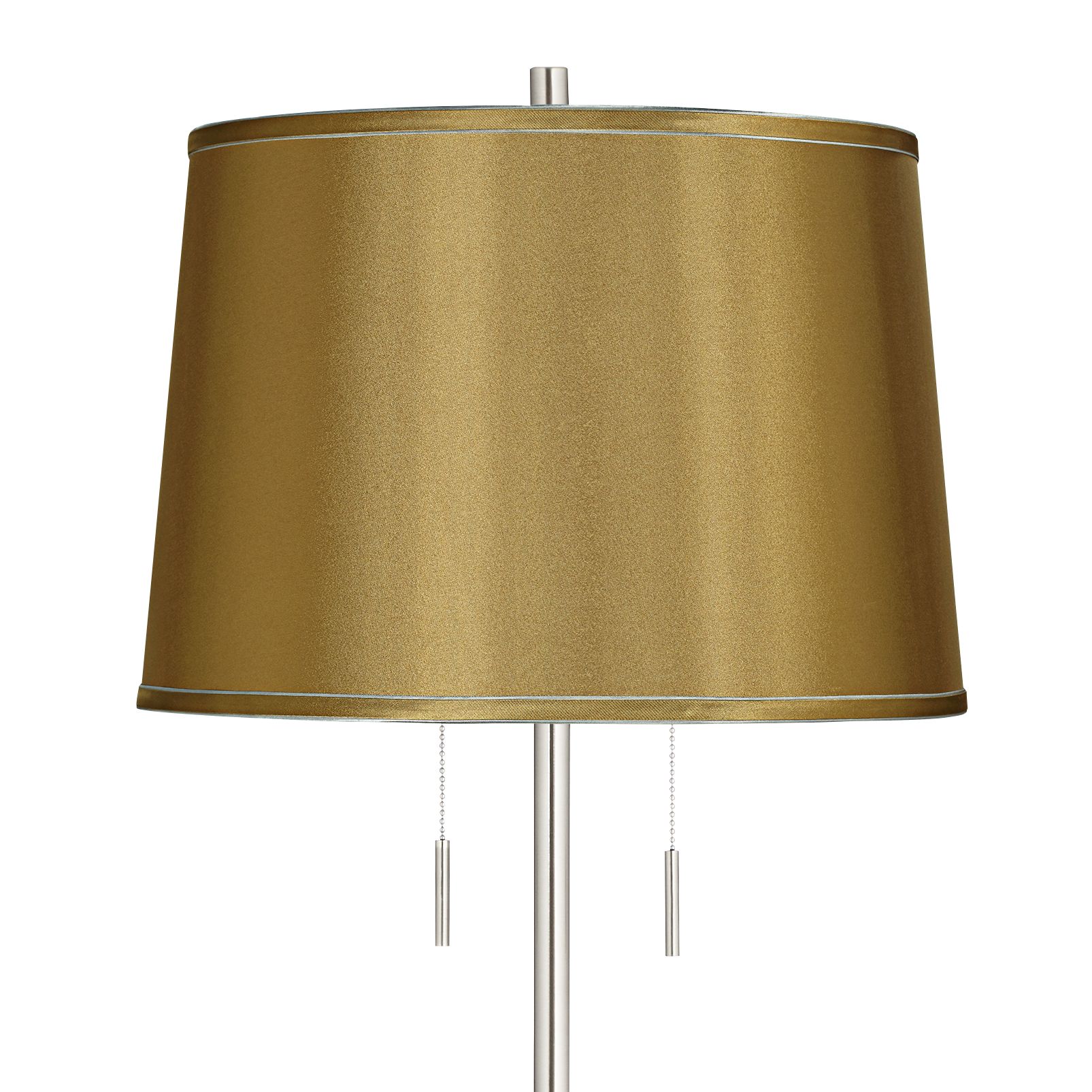 Image 2 Abba 65"H Brushed Steel Sydnee Gold Shade Twin Pull Chain Floor Lamp more views