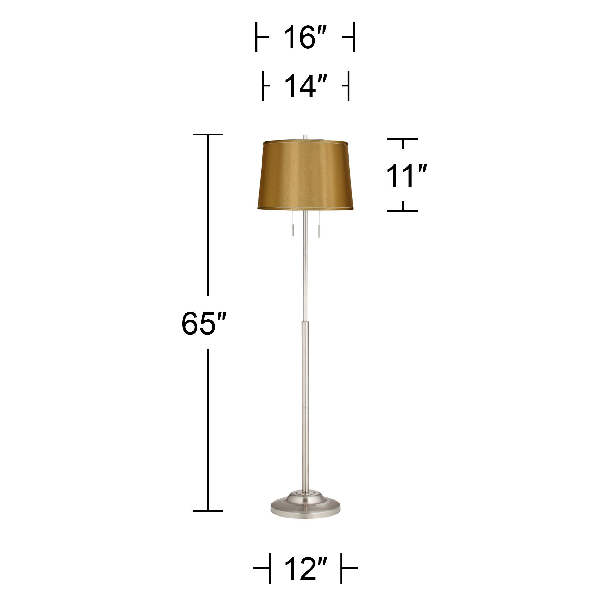 Image 5 Abba 65"H Brushed Steel Sydnee Gold Shade Twin Pull Chain Floor Lamp more views