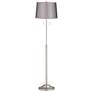 1_Abba 65"H Brushed Steel Sydnee Gray Shade Twin Pull Chain Floor Lamp