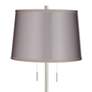 2_Abba 65"H Brushed Steel Sydnee Gray Shade Twin Pull Chain Floor Lamp more views