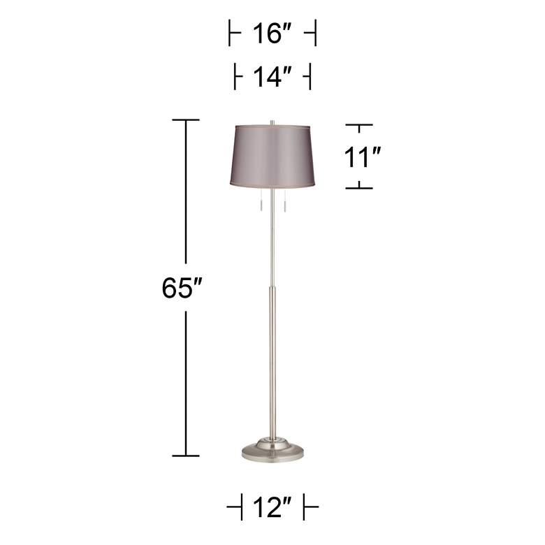 Image 5 Abba 65"H Brushed Steel Sydnee Gray Shade Twin Pull Chain Floor Lamp more views