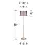 5_Abba 65"H Brushed Steel Sydnee Gray Shade Twin Pull Chain Floor Lamp more views