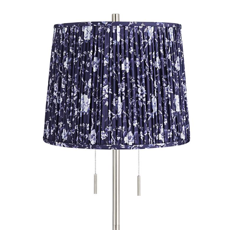 Image 2 Abba 65"H Brushed Steel w/ Deep Blue Shade Twin Pull Chain Floor Lamp more views