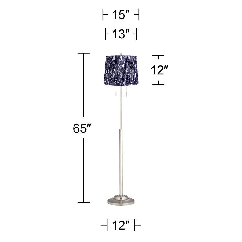 Image 5 Abba 65"H Brushed Steel w/ Deep Blue Shade Twin Pull Chain Floor Lamp more views