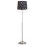 1_Abba 65"H Brushed Steel w/ Navy Blue Shade Twin Pull Chain Floor Lamp