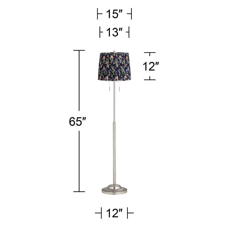 Image 5 Abba 65"H Brushed Steel w/ Navy Blue Shade Twin Pull Chain Floor Lamp more views