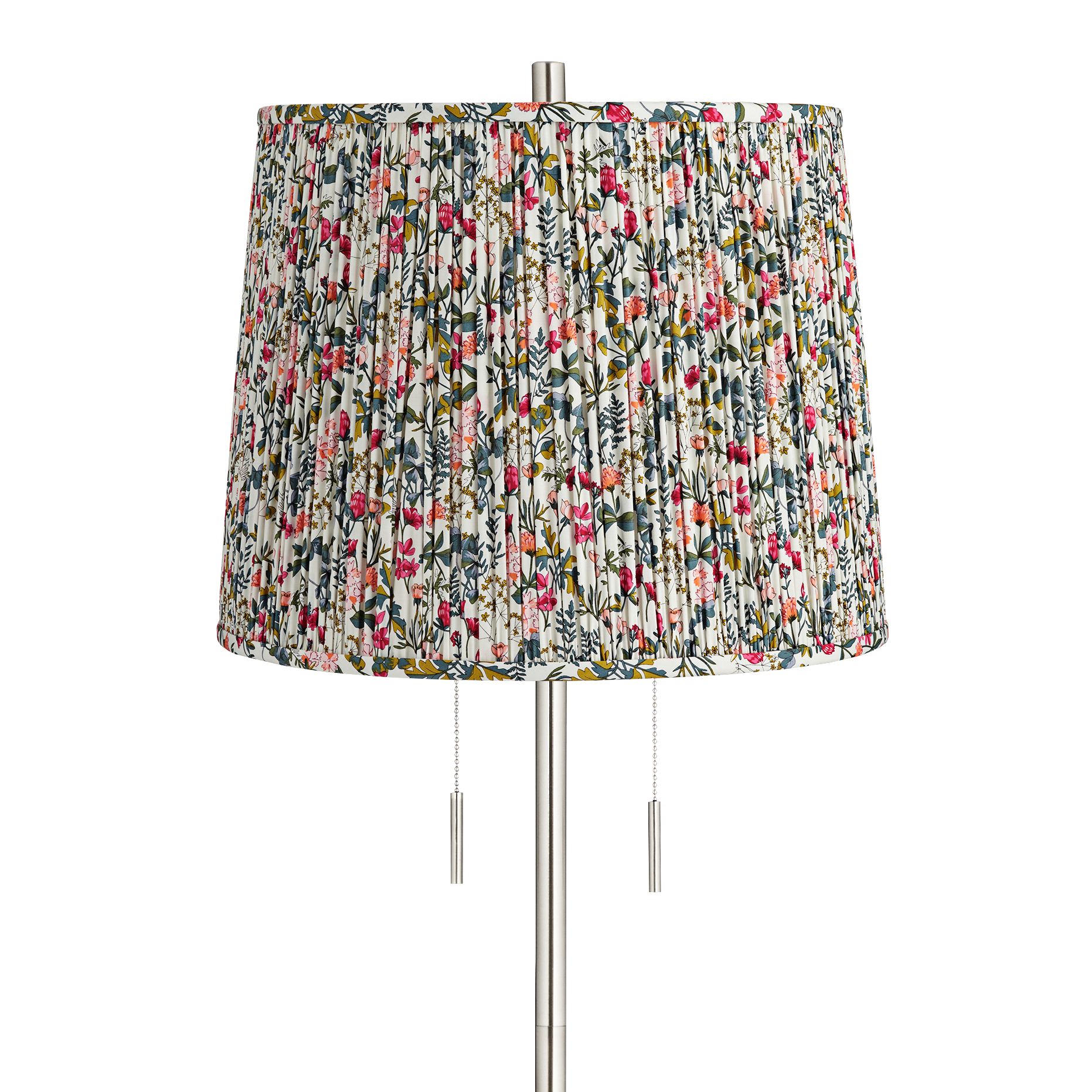 Image 2 Abba 65"H Brushed Steel with Meadow Shade Twin Pull Chain Floor Lamp more views