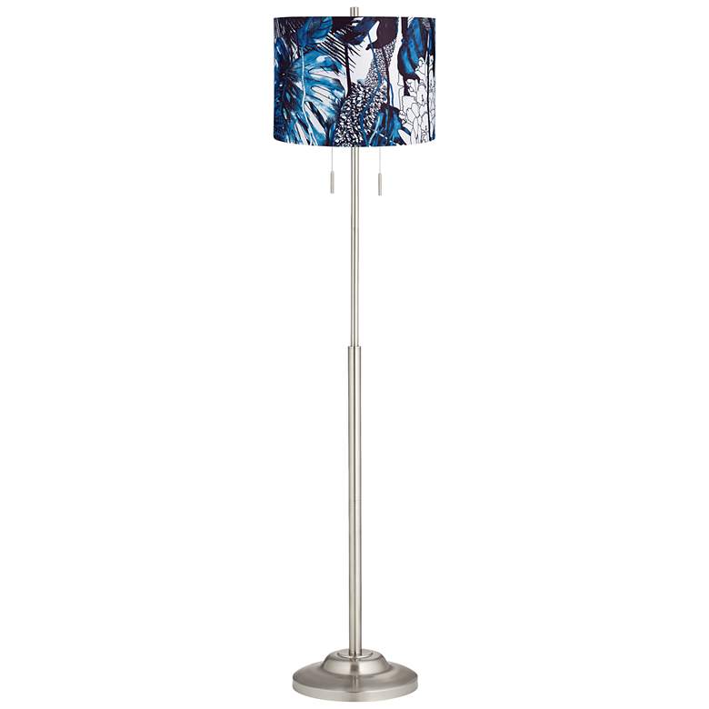Image 1 Abba Blue Leaves Twin Pull Chain Floor Lamp