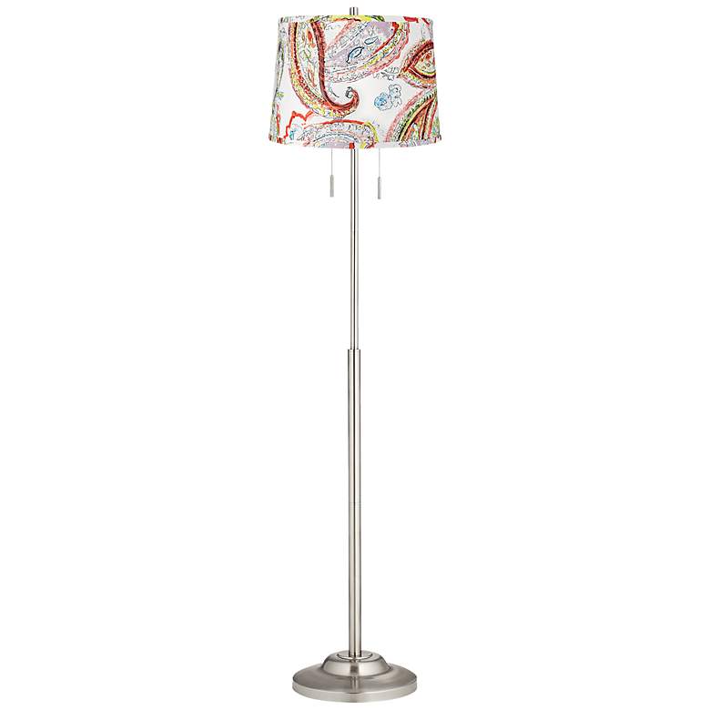 Image 1 Abba Blurred Paisley Drum Twin Pull Chain Floor Lamp