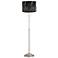 Abba Brushed Steel Floor Lamp with Black Floral Shade