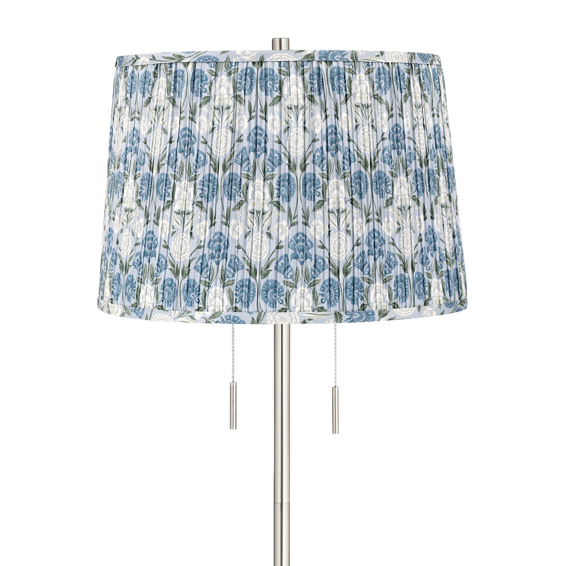 Image 2 Abba Brushed Steel Floor Lamp with Cobalt and Green Shade more views