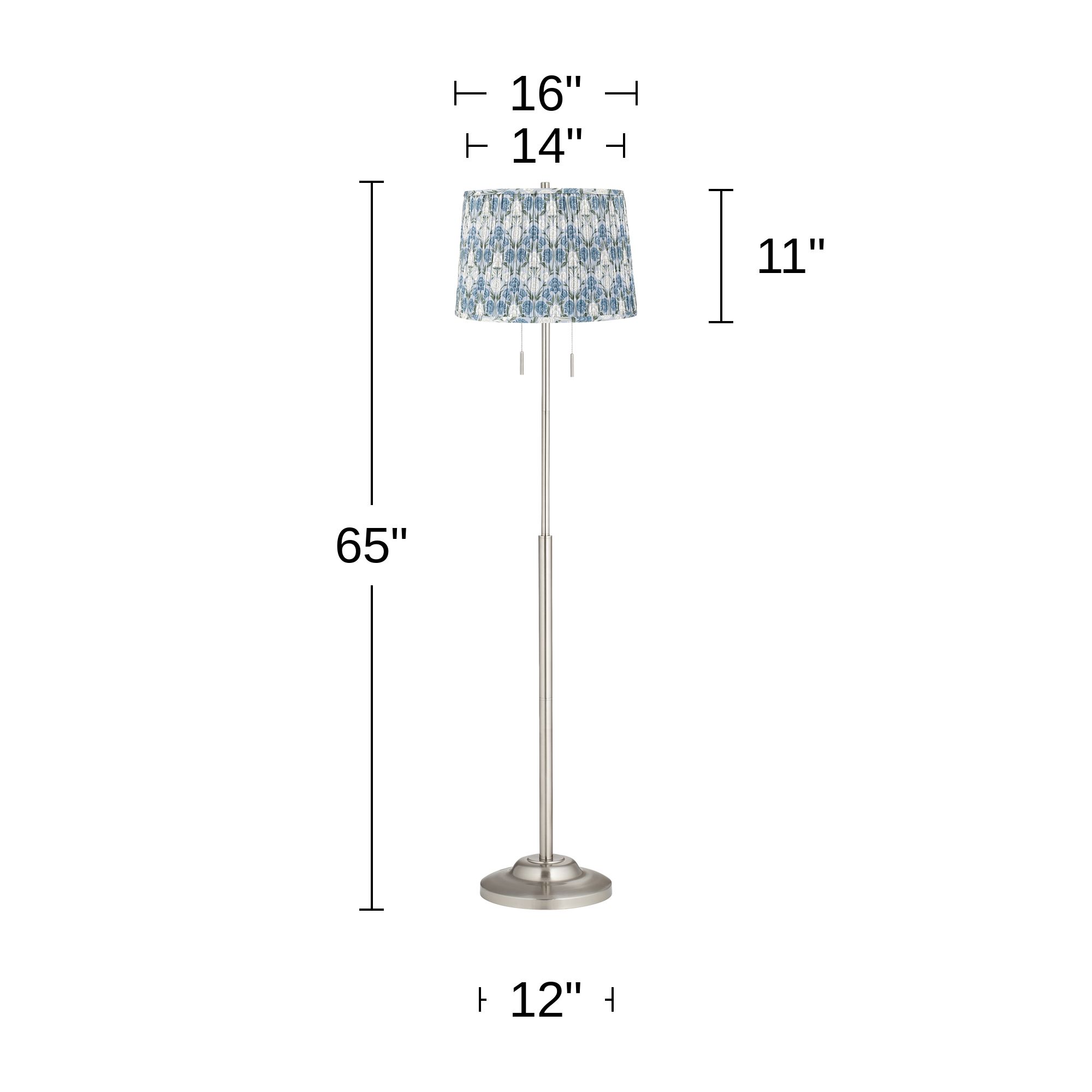 Image 5 Abba Brushed Steel Floor Lamp with Cobalt and Green Shade more views