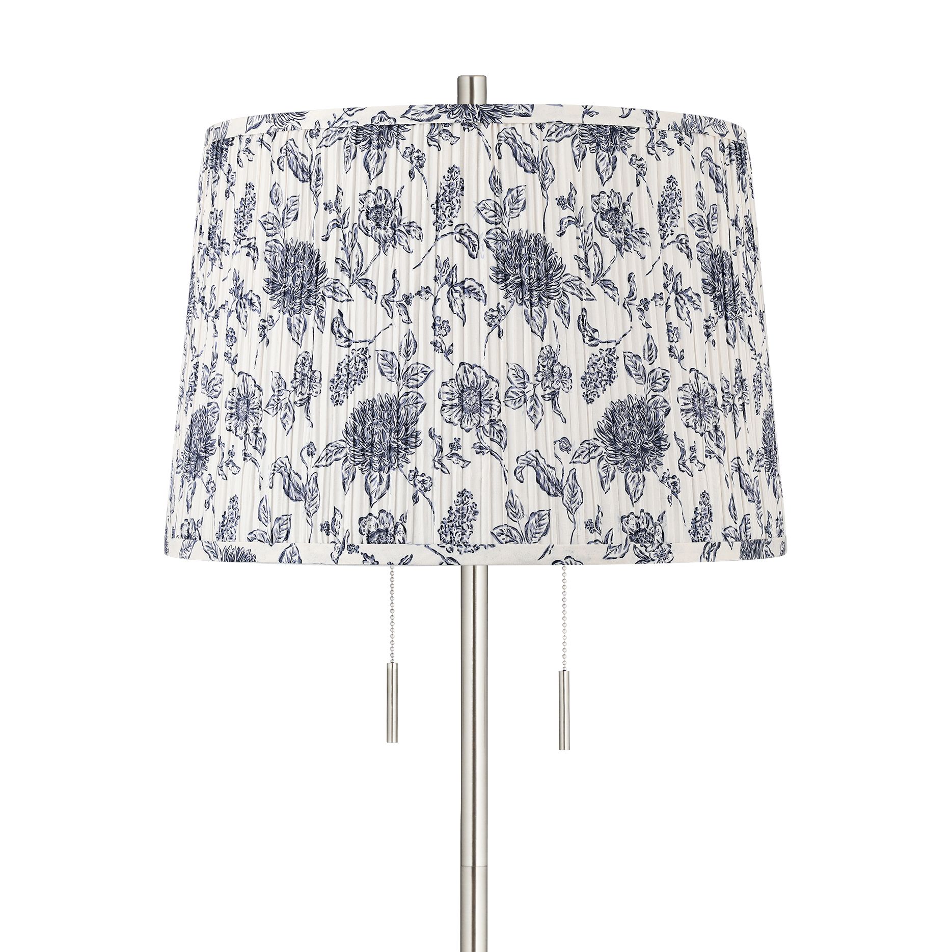 Image 2 Abba Brushed Steel Floor Lamp with Cobalt Blue and White Shade more views