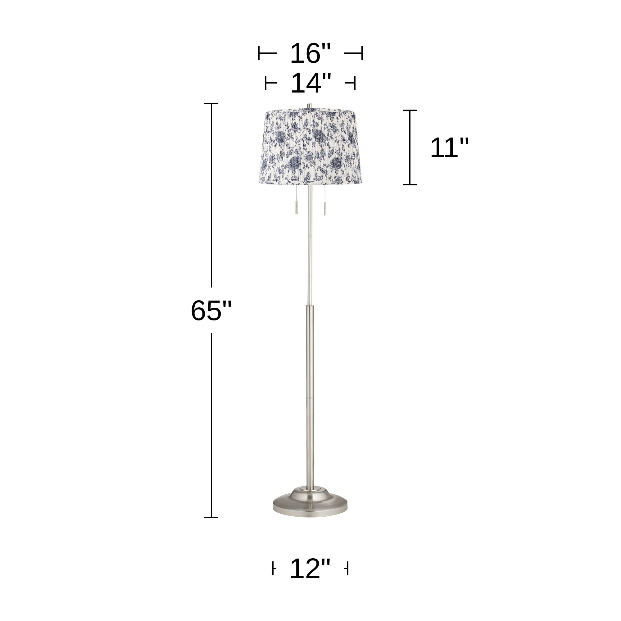 Image 5 Abba Brushed Steel Floor Lamp with Cobalt Blue and White Shade more views