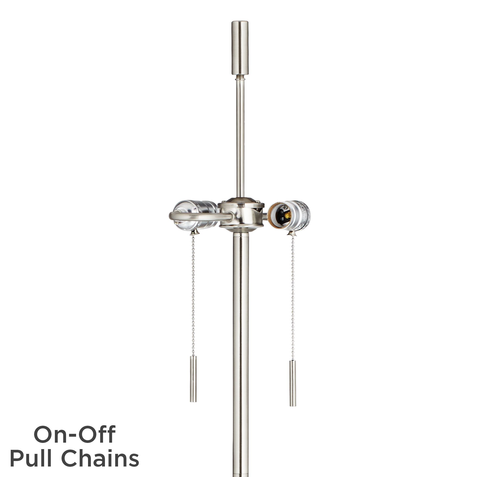 Image 2 Abba Brushed Steel Twin Pull Chain Floor Lamp Base Only more views