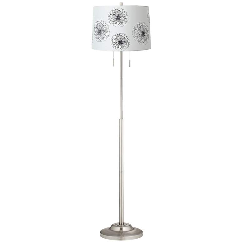 Image 1 Abba Flower Graphic Twin Pull Chain Floor Lamp