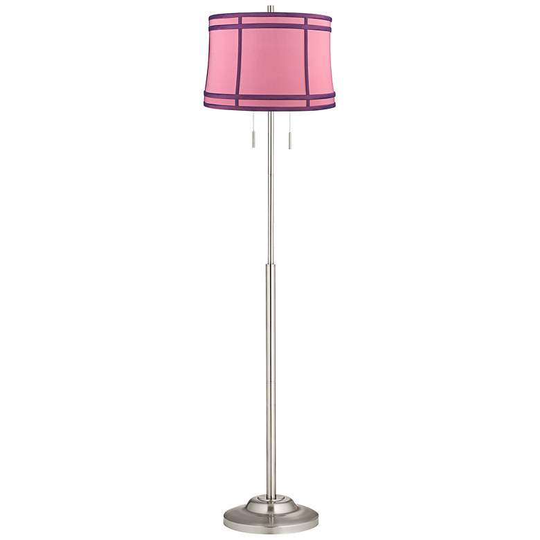 Image 1 Abba Hot Pink Colorblock Twin Pull Chain Floor Lamp