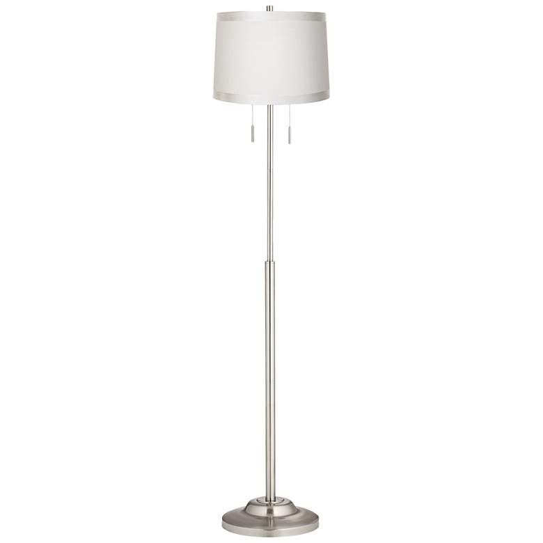 Image 1 Abba Off-White Drum Twin Pull Chain Floor Lamp