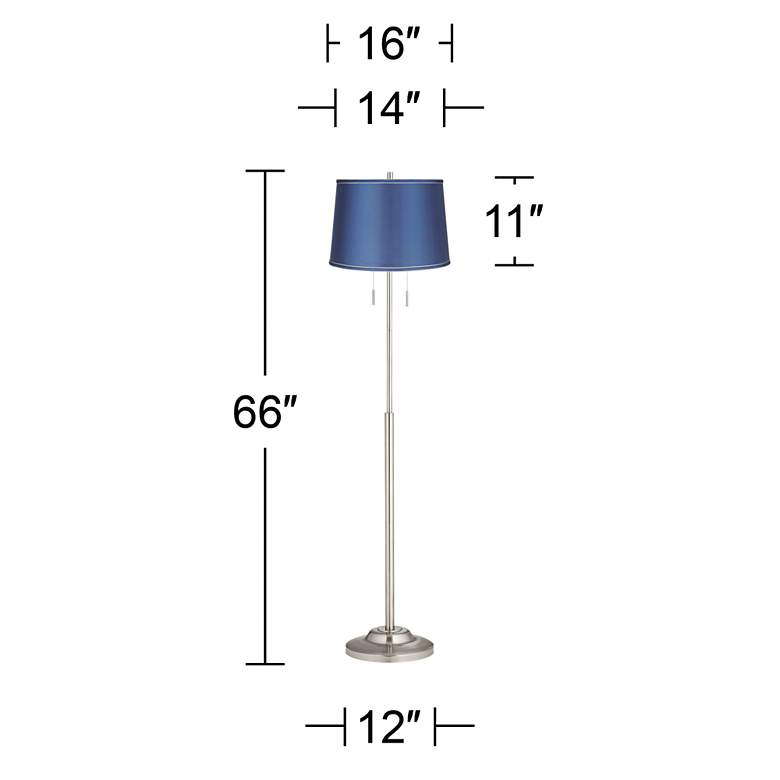 Abba Satin Blue Modern Floor Lamp with Pull Chains more views