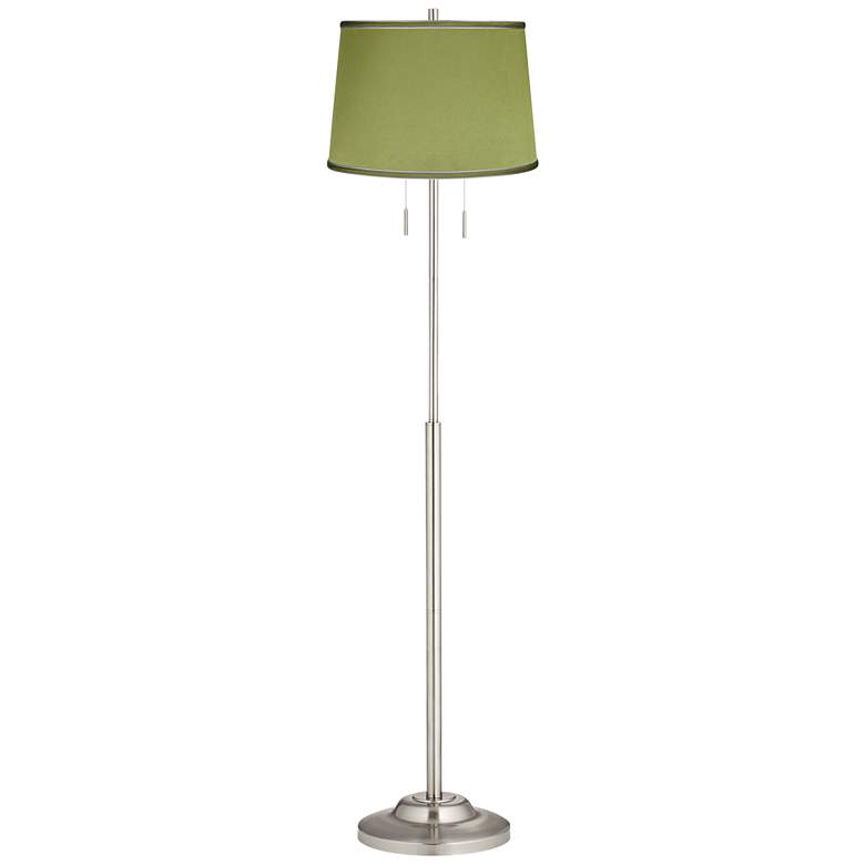 Image 1 Abba Satin Olive Green Twin Pull Chain Floor Lamp