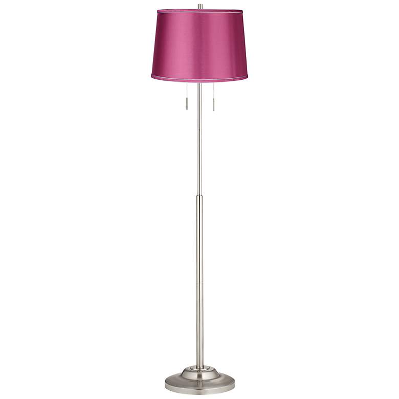 Image 1 Abba Satin Pink Twin Pull Chain Floor Lamp