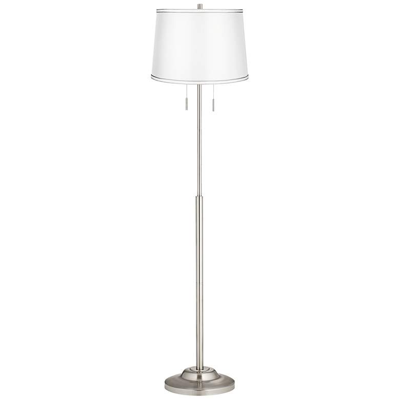 Image 1 Abba Satin Silver White Twin Pull Chain Floor Lamp