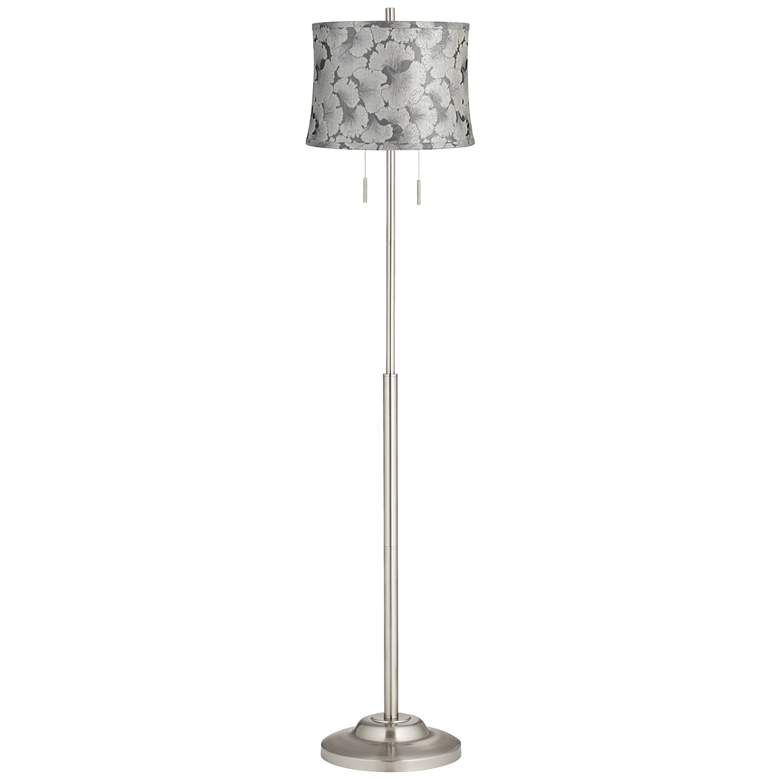 Image 1 Abba Silver Ginkgo Twin Pull Chain Floor Lamp