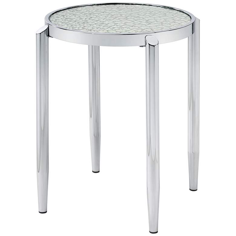 Image 1 Abbe 22 inch Wide Chrome and Mirrored Glass Round End Table