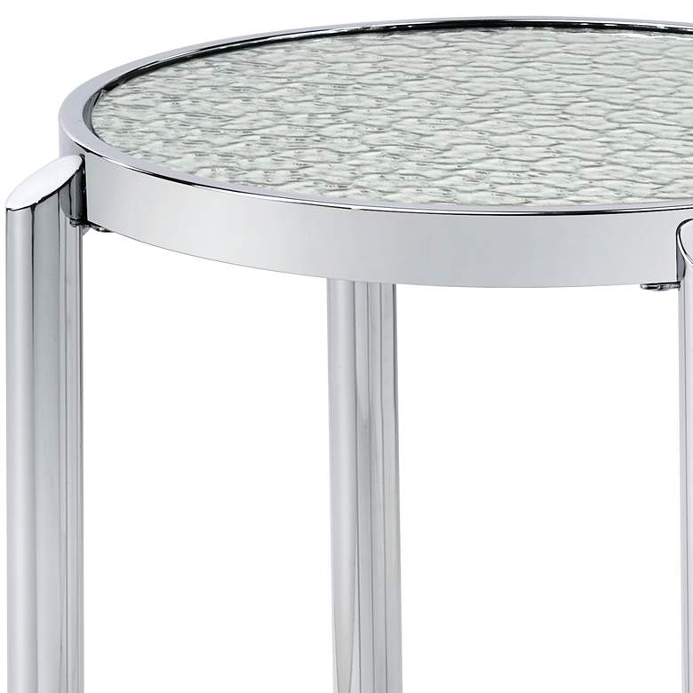 Image 2 Abbe 22 inch Wide Chrome and Mirrored Glass Round End Table more views