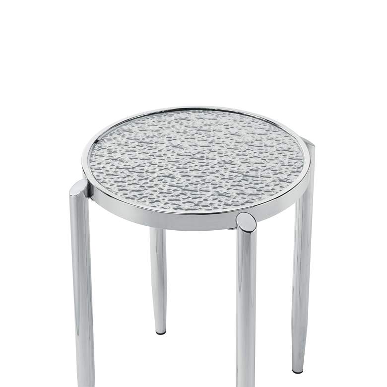 Image 4 Abbe 22" Wide Chrome and Mirrored Glass Round End Table more views