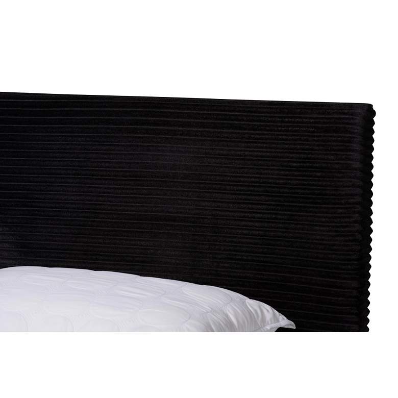 Image 3 Abberton Black Velvet Fabric Queen Size Panel Bed more views