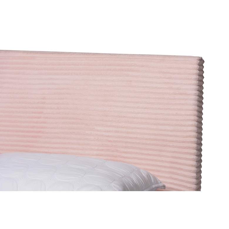 Image 3 Abberton Light Pink Velvet Fabric Queen Size Panel Bed more views