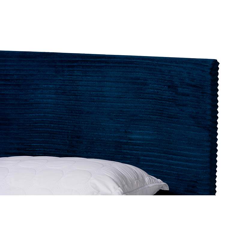 Image 3 Abberton Navy Blue Velvet Fabric Queen Size Panel Bed more views