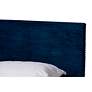 Abberton Navy Blue Velvet Fabric Queen Size Panel Bed