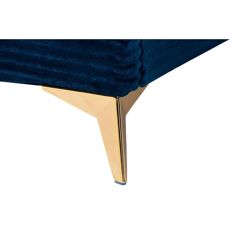 Image 4 Abberton Navy Blue Velvet Fabric Queen Size Panel Bed more views