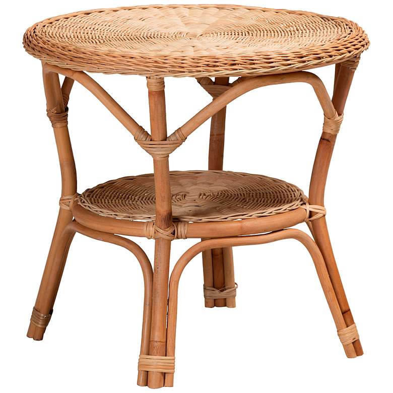 Image 2 Abbey 22" Wide Natural Brown Rattan 1-Shelf Coffee Table