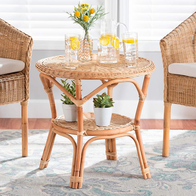 Image 1 Abbey 22" Wide Natural Brown Rattan 1-Shelf Coffee Table