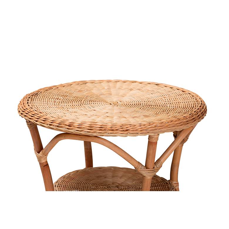 Image 3 Abbey 22" Wide Natural Brown Rattan 1-Shelf Coffee Table more views