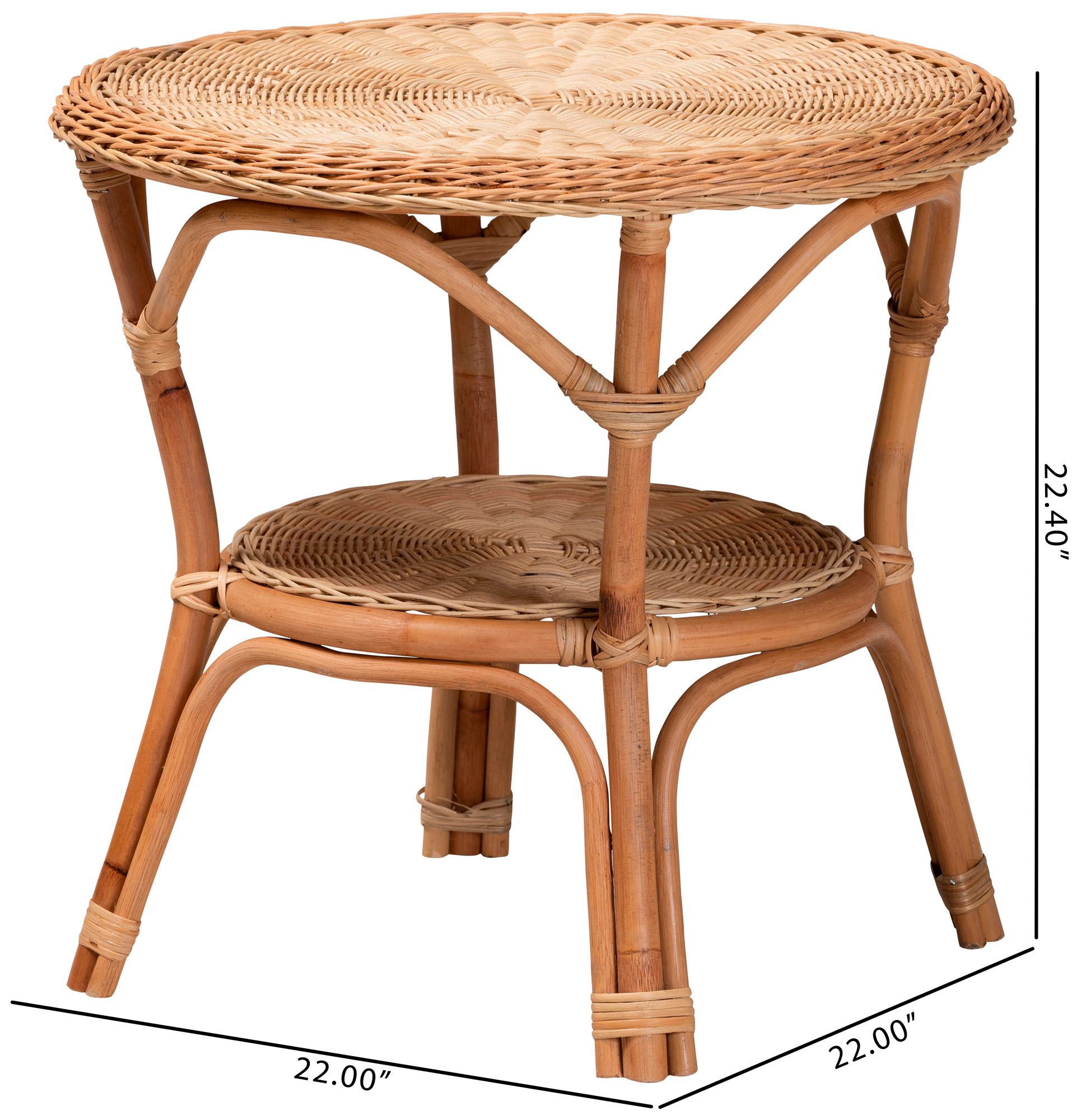 Abbey 22" Wide Natural Brown Rattan 1-Shelf Coffee Table