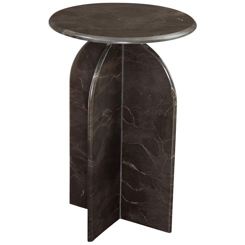 Image 1 Abbey 24' Tall Marble Brown Accent Table