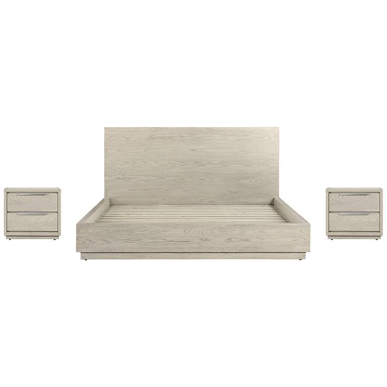 Image 1 Abbey 3 Piece King Bedroom Set in Silver Grey Oak Wood and Metal