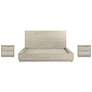 Abbey 3 Piece King Bedroom Set in Silver Grey Oak Wood and Metal