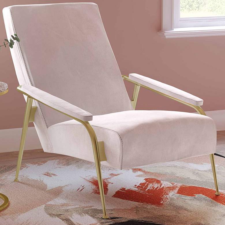 Image 1 Abbey Blush Velvet and Brushed Gold Armchair