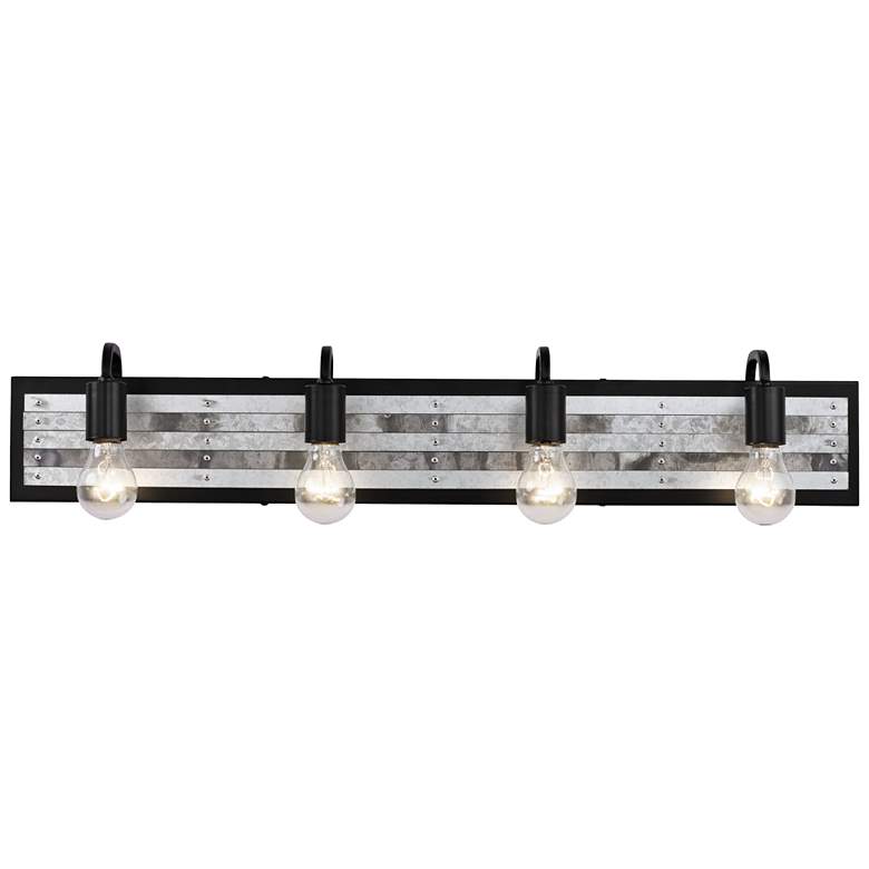 Image 1 Abbey Rose 34" Wide Black and Galvanized Steel 4-Light Bath Light