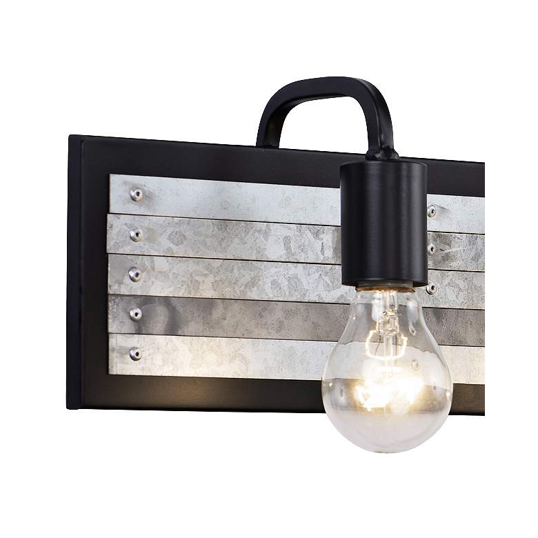 Abbey Rose 34 inch Wide Black and Galvanized Steel 4-Light Bath Light more views
