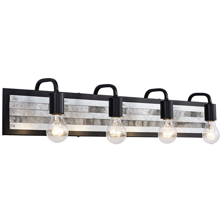 Image 3 Abbey Rose 34" Wide Black and Galvanized Steel 4-Light Bath Light more views
