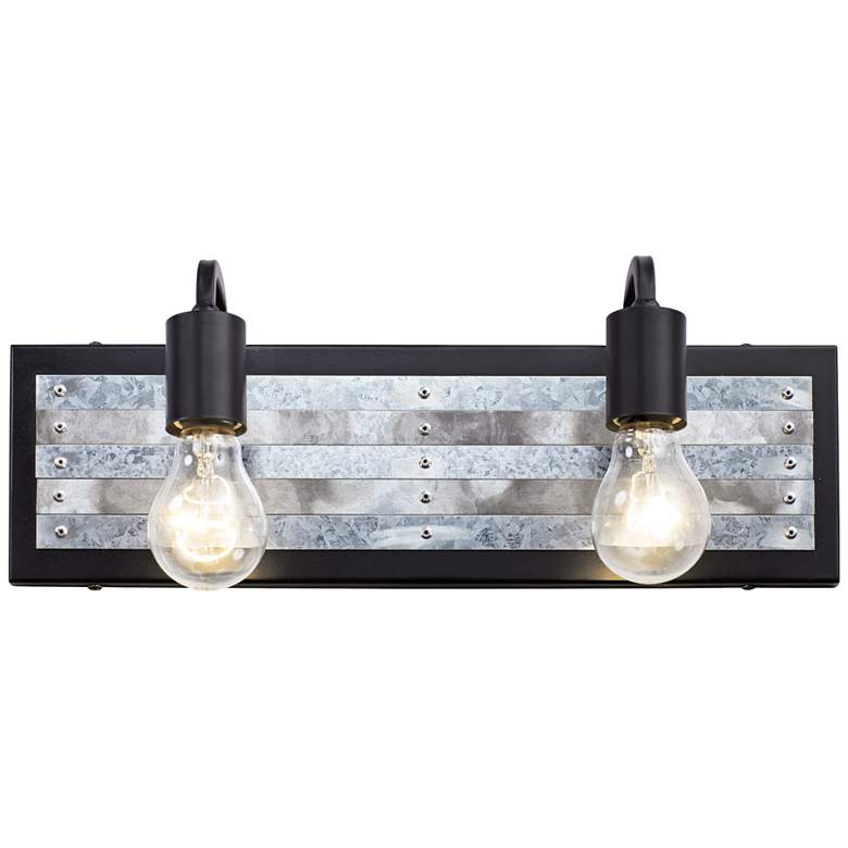 Image 1 Abbey Rose 6" High Black and Galvanized Steel 2-Light Wall Sconce