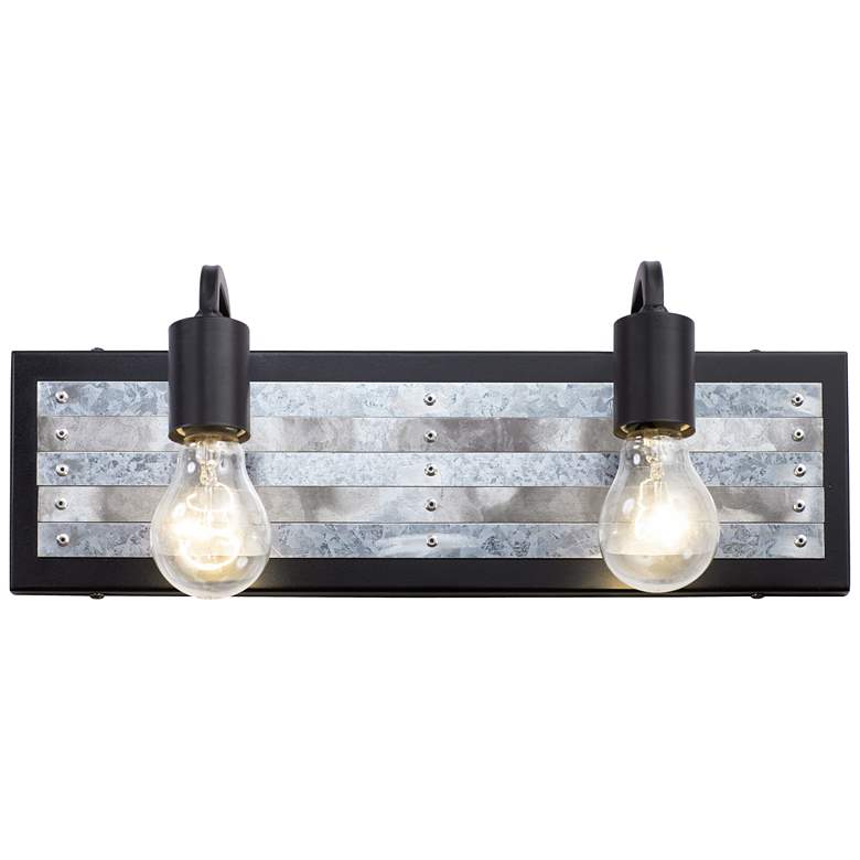 Image 5 Abbey Rose 6" High Black and Galvanized Steel 2-Light Wall Sconce more views