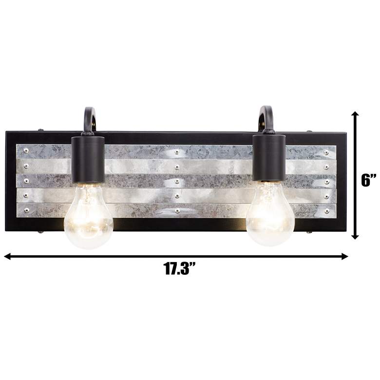 Image 6 Abbey Rose 6" High Black and Galvanized Steel 2-Light Wall Sconce more views
